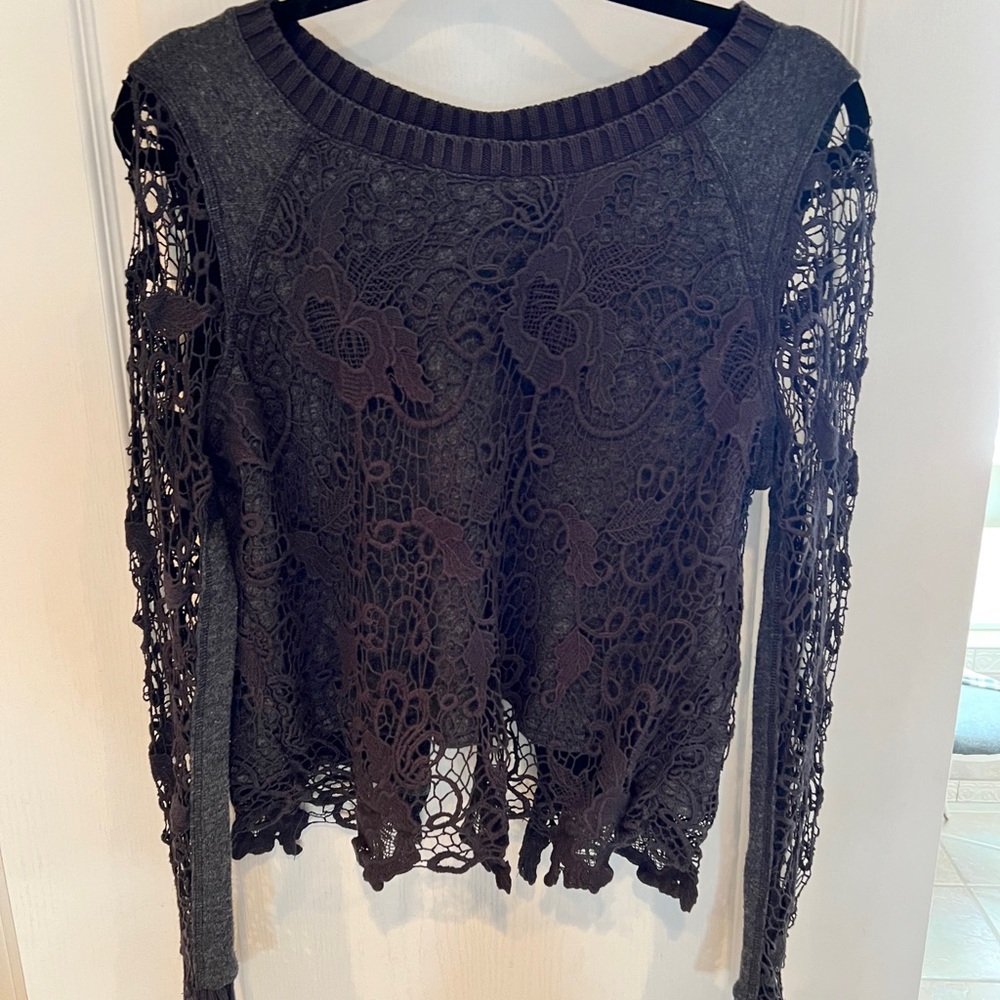 Crocheted overlay sweater